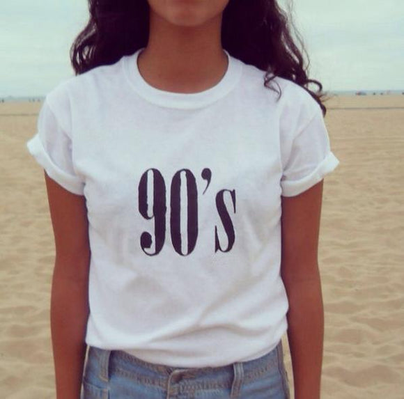 90's Letters Women T shirt Cotton Casual Funny tshirts For Lady Top Tee Hipster Tumblr Black White Gray Drop Ship CB-6
