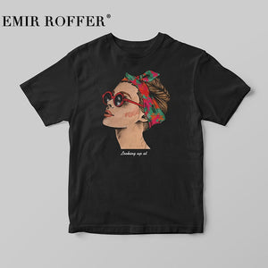 EMIR ROFFER 2018 Fashion Cool Print Female T-shirt White Cotton Women Tshirts Summer Casual Harajuku T Shirt Femme Top